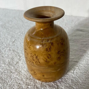 Vintage Hand Turned Burl Wood Vase Cottagecore Countrycore MCM